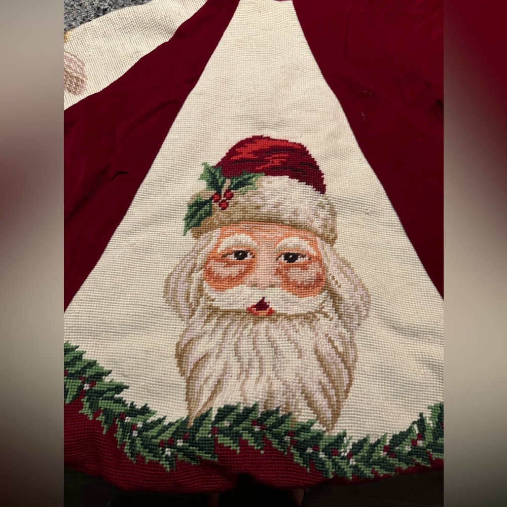 Vintage Needlepoint Tree Skirt
